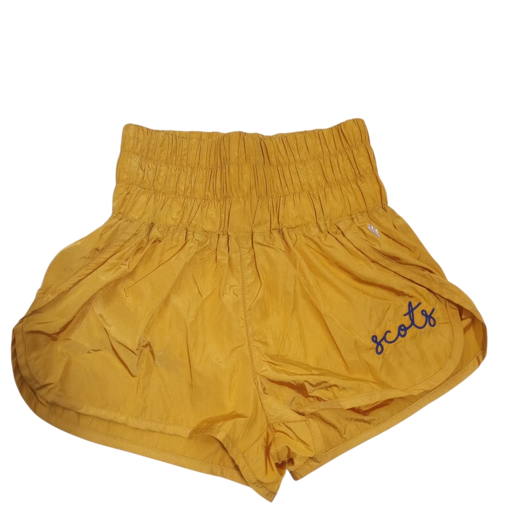 FP Movement by Free People Yellow High-Waist Elastic Shorts with Script Logo